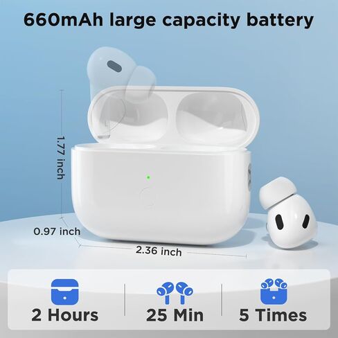 حافظة شحن لاسلكية بديلة Airpod Pro، حافظة شحن متوافقة مع Air Pod Pro الجيل الأول والثاني، استبدال علبة شاحن Airpods Pro 1&2، اقتران بلوتوث (النوع C) in Kuwait