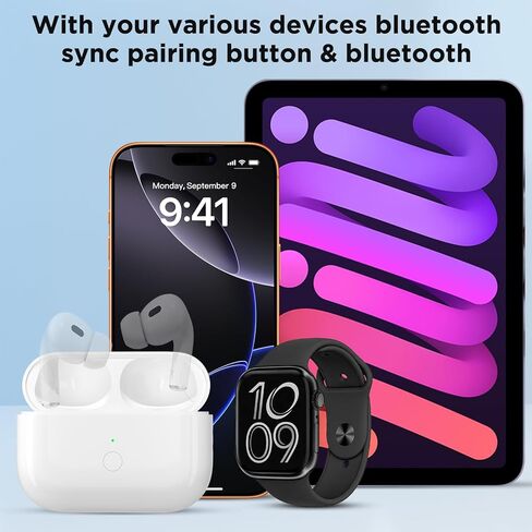 حافظة شحن لاسلكية بديلة Airpod Pro، حافظة شحن متوافقة مع Air Pod Pro الجيل الأول والثاني، استبدال علبة شاحن Airpods Pro 1&2، اقتران بلوتوث (النوع C) in Kuwait