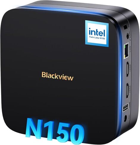 Blackview [3 Year Warranty] MP60 Silent Mini PC Intel Twin Lake N150, 16GB DDR4 RAM 1TB PCIe M.2 SSD, W-11 Pro Ultra Compact Tiny Desktop PC, 2*HDMI 4K/Gigabit LAN/Dual Band WiFi/LED for Office, Home in Kuwait