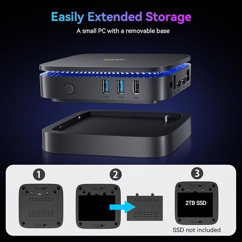 Blackview [3 Year Warranty] MP60 Silent Mini PC Intel Twin Lake N150, 16GB DDR4 RAM 1TB PCIe M.2 SSD, W-11 Pro Ultra Compact Tiny Desktop PC, 2*HDMI 4K/Gigabit LAN/Dual Band WiFi/LED for Office, Home in Kuwait