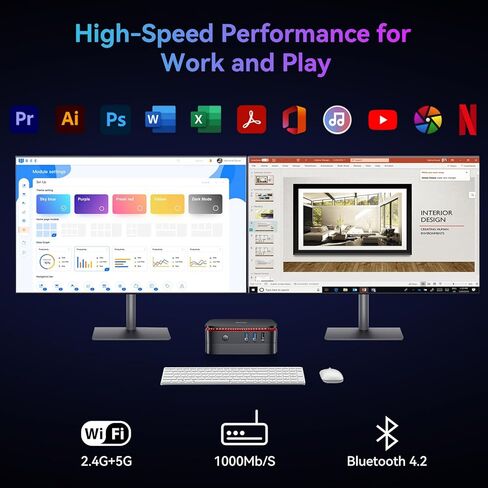 Blackview [3 Year Warranty] MP60 Silent Mini PC Intel Twin Lake N150, 16GB DDR4 RAM 1TB PCIe M.2 SSD, W-11 Pro Ultra Compact Tiny Desktop PC, 2*HDMI 4K/Gigabit LAN/Dual Band WiFi/LED for Office, Home in Kuwait
