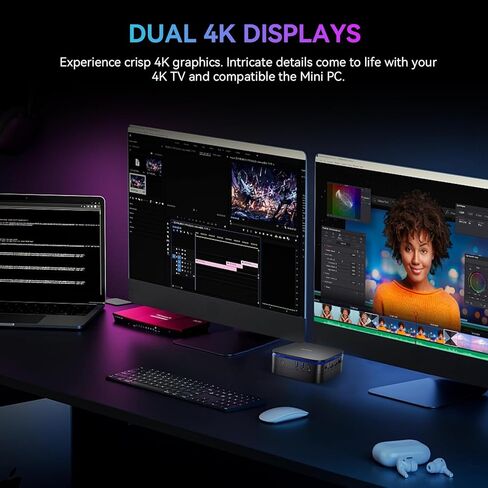 Blackview [3 Year Warranty] MP60 Silent Mini PC Intel Twin Lake N150, 16GB DDR4 RAM 1TB PCIe M.2 SSD, W-11 Pro Ultra Compact Tiny Desktop PC, 2*HDMI 4K/Gigabit LAN/Dual Band WiFi/LED for Office, Home in Kuwait