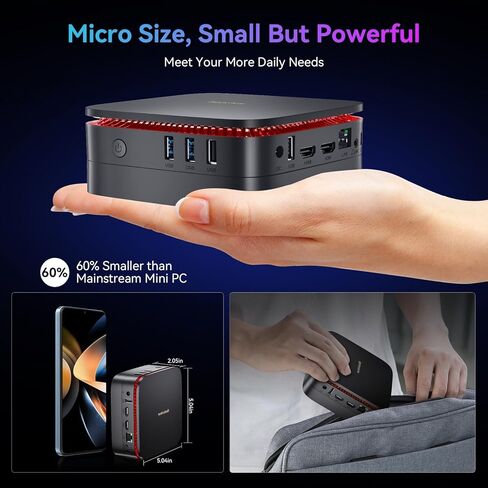 Blackview [3 Year Warranty] MP60 Silent Mini PC Intel Twin Lake N150, 16GB DDR4 RAM 1TB PCIe M.2 SSD, W-11 Pro Ultra Compact Tiny Desktop PC, 2*HDMI 4K/Gigabit LAN/Dual Band WiFi/LED for Office, Home in Kuwait
