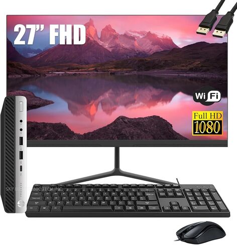 كمبيوتر HP ProDesk 600 G3 Mini Desktop Business مع شاشة FHD مقاس 27 بوصة، ومعالج Intel Quad Core i5-6500T، وذاكرة الوصول العشوائي DDR4 سعة 8 جيجابايت، ومحرك أقراص SSD سعة 256 جيجابايت، ومنفذ DisplayPort، وUSB WiFi &BT، ونظام التشغيل Windows 11 Pro (متجدد) in Kuwait