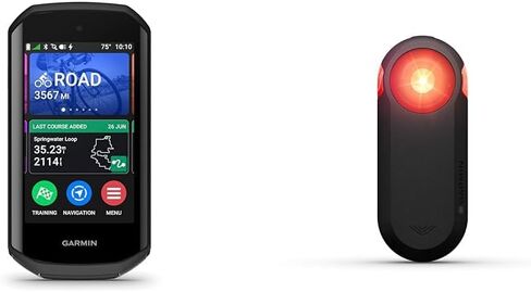 Garmin Edge 1050®، كمبيوتر ممتاز لركوب الدراجات، شاشة لمس ملونة زاهية، مكبر صوت مدمج، تدريب متقدم وركوب جماعي، تنبيهات مخاطر الطريق وإضاءة خلفية رادار Garmin Varia RTL515 (010-02376-00) in Kuwait