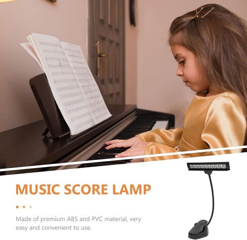 BESPORTBLE USB Rechargeable LED Music Stand Clip Light for Musicians, Adjustable Eye Protection Reading Lamp with Foldable Clip for Piano and Guitar Sheet Music, Small Portable Bedside Table in Kuwait