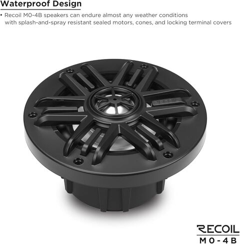 RECOIL M0-4B Coaxial Speakers 4 Inch 2-Way Marine Boat & UTV ATV 4 Ohm Pair in Saudi Arabia
