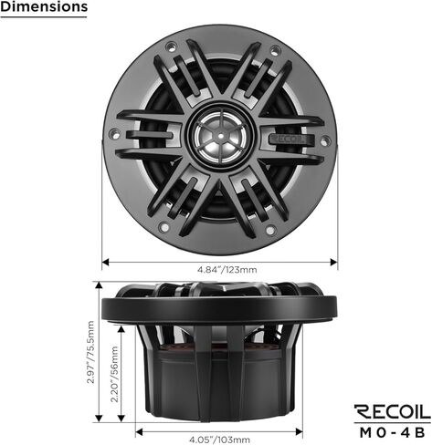 RECOIL M0-4B Coaxial Speakers 4 Inch 2-Way Marine Boat & UTV ATV 4 Ohm Pair in Saudi Arabia