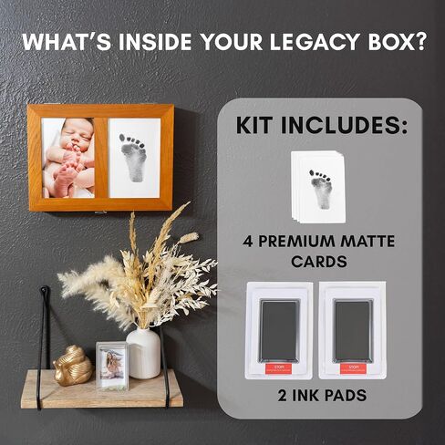 AUDRIC & ANNE 2-in-1 Baby Keepsake Box & Paw Print Kit for Dogs | Solid Cherry Wood Memory Box for Keepsakes with Photo Frame & Inkless Pads | Baby Shower Gifts & Wedding Gift (11″×8″×2.7″) in Saudi Arabia