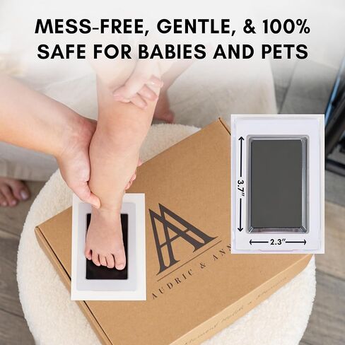 AUDRIC & ANNE 2-in-1 Baby Keepsake Box & Paw Print Kit for Dogs | Solid Cherry Wood Memory Box for Keepsakes with Photo Frame & Inkless Pads | Baby Shower Gifts & Wedding Gift (11″×8″×2.7″) in Saudi Arabia