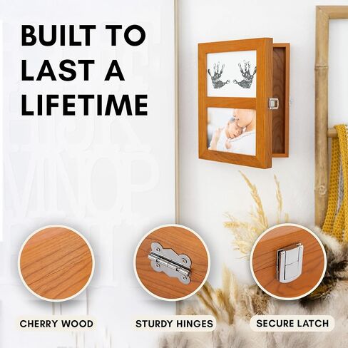 AUDRIC & ANNE 2-in-1 Baby Keepsake Box & Paw Print Kit for Dogs | Solid Cherry Wood Memory Box for Keepsakes with Photo Frame & Inkless Pads | Baby Shower Gifts & Wedding Gift (11″×8″×2.7″) in Saudi Arabia
