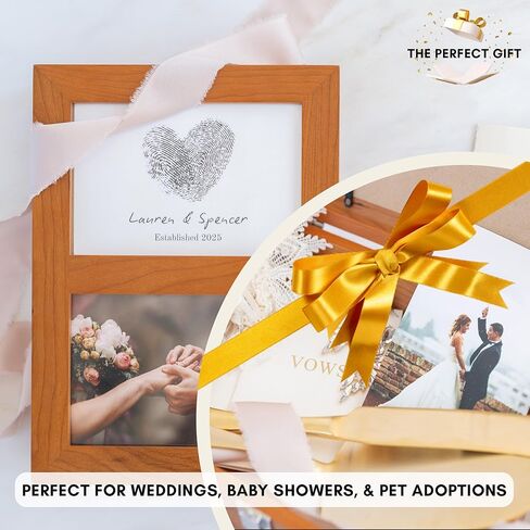 AUDRIC & ANNE 2-in-1 Baby Keepsake Box & Paw Print Kit for Dogs | Solid Cherry Wood Memory Box for Keepsakes with Photo Frame & Inkless Pads | Baby Shower Gifts & Wedding Gift (11″×8″×2.7″) in Saudi Arabia