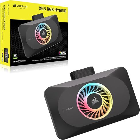 CORSAIR XG3 RGB Hybrid GPU Water Block – Hybrid Custom Cooling, Compatible with 5080, 5070 Ti, & 5070 GPUs, 18 Addressable RGB LEDs, iCUE Link Connectivity, Built-in Temperature Sensor – Black in Saudi Arabia