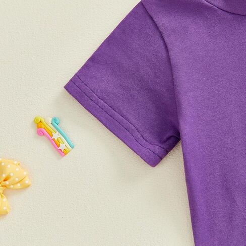 Yccutest Little Toddler Girl Mardi Gras Outfit Kids Short Sleeve T-shirt Adjustable Overall Dress Carnival Clothes For Girls in Saudi Arabia