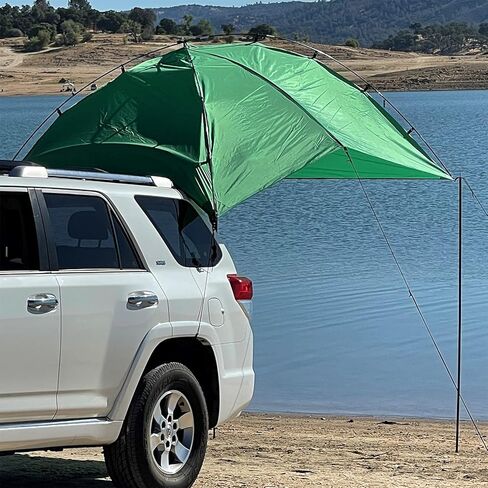 Kamp-Rite KAMPAWN319 SUV Sport Multi Use Outdoor Shade Shelter Tent Camping Awning w/ 3 Poles, 2 Legs, & Carry Bag, Jolly Green in Saudi Arabia