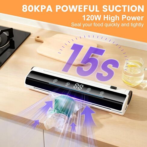 WTWD All-in-One Vacuum Sealer System with Hose, Vacuum sealer with Extra Large Touchscreen & Voice, 30cm Seal Bar, Dry/Moist Modes, UV Sanitizing Light, 80kPa Strong Suction for Locking Freshness in Saudi Arabia