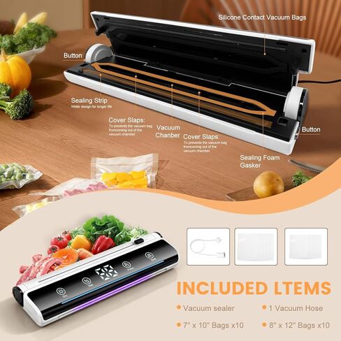WTWD All-in-One Vacuum Sealer System with Hose, Vacuum sealer with Extra Large Touchscreen & Voice, 30cm Seal Bar, Dry/Moist Modes, UV Sanitizing Light, 80kPa Strong Suction for Locking Freshness in Saudi Arabia