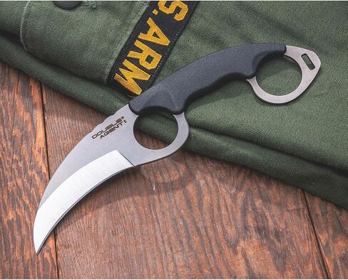 وكيل مزدوج من الفولاذ البارد متين وخفيف الوزن ياباني AUS8A فولاذ Karambit على شكل 3 بوصات شفرة ثابتة سكين صيد تكتيكي خارجي، مقبض Kray-Ex، غمد آمن in Saudi Arabia