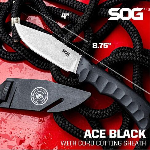 سكين SOG ذو نصل ثابت مع غمد - سكين البقاء على قيد الحياة من Ace Field، أداة صيد وتخييم مع شفرة تانغ كاملة 3.8 بوصة in Saudi Arabia