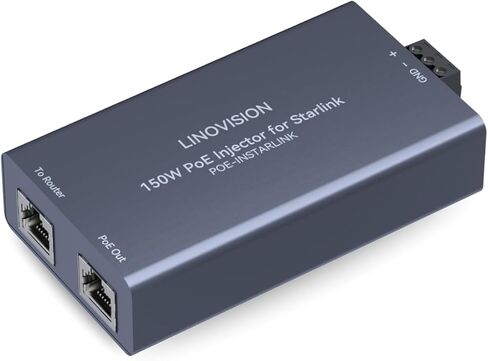 حاقن LINOVISION جيجابت كامل 150 وات عالي الطاقة PoE لـ Starlink مع مدخل 48-57 فولت / 3A 10/100/1000M in Kuwait