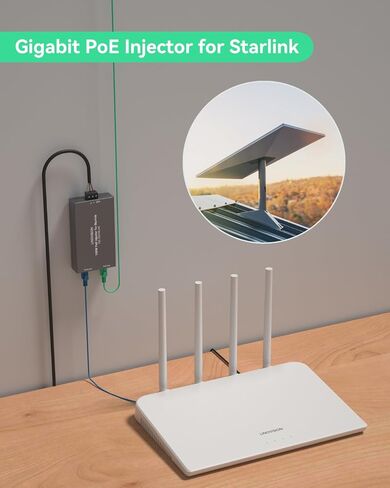حاقن LINOVISION جيجابت كامل 150 وات عالي الطاقة PoE لـ Starlink مع مدخل 48-57 فولت / 3A 10/100/1000M in Kuwait
