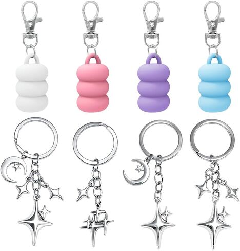 4 Set Keychain Cap Fits for Summer Fridays 0.5 Oz Lip Balm,4 Colors Lip Balm Silicone Cap Holder Key with Four Chain,Lip Gloss Keychain,for Keys,Backpack & Clothing Fashion Accessories & Women Gift in Saudi Arabia
