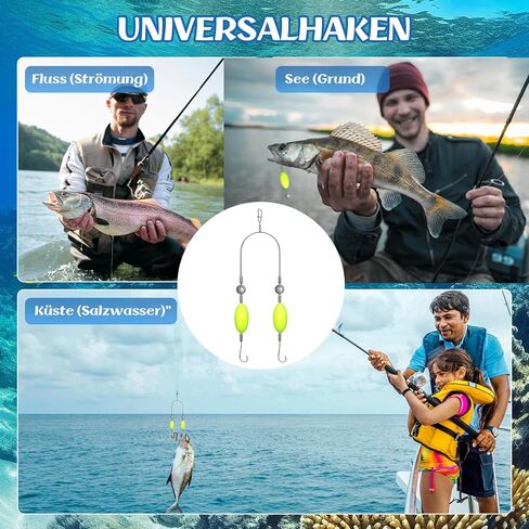 3Pcs Double-Hook Reverse Bottom Rig, Single Line Double Fishing Hooks for Freshwater Lake & Pier Fishing in Saudi Arabia