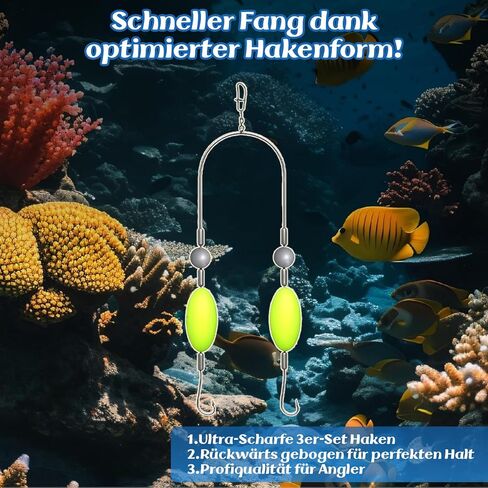 3Pcs Double-Hook Reverse Bottom Rig, Single Line Double Fishing Hooks for Freshwater Lake & Pier Fishing in Saudi Arabia
