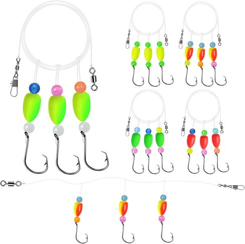 Pompano Rigs for Surf Fishing, 5/10 PCS Pre-Tied Saltwater Fishing Rigs with Triple 3/0 Circle Hooks, Pompano Floats Surf Fishing Tackle in Saudi Arabia