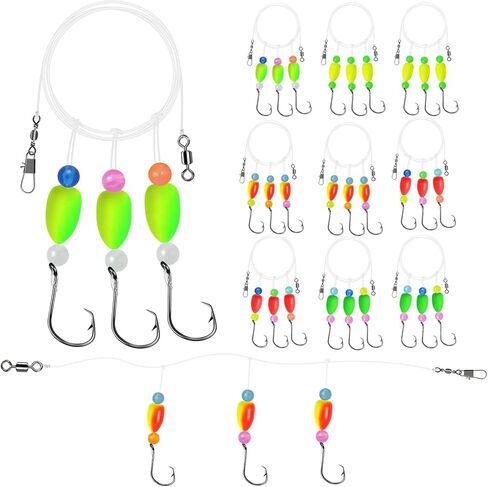 Pompano Rigs for Surf Fishing, 5/10 PCS Pre-Tied Saltwater Fishing Rigs with Triple 3/0 Circle Hooks, Pompano Floats Surf Fishing Tackle in Saudi Arabia