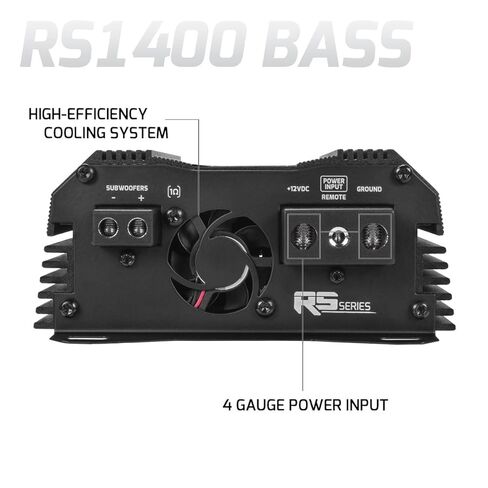 PRV Audio 1400 Watts Monoblock Class D Subwoofer Amplifier RS1400 BASS 1 Ohm – 12 Volts Car Amp, Built-in Crossover, Bass Boost, Smart Fans with Remote Sub Level Control Bass Knob Included in Saudi Arabia