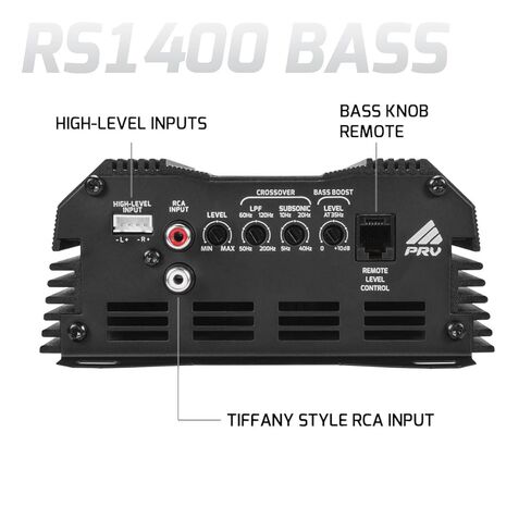 PRV Audio 1400 Watts Monoblock Class D Subwoofer Amplifier RS1400 BASS 1 Ohm – 12 Volts Car Amp, Built-in Crossover, Bass Boost, Smart Fans with Remote Sub Level Control Bass Knob Included in Saudi Arabia