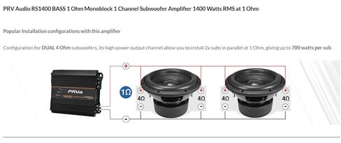 PRV Audio 1400 Watts Monoblock Class D Subwoofer Amplifier RS1400 BASS 1 Ohm – 12 Volts Car Amp, Built-in Crossover, Bass Boost, Smart Fans with Remote Sub Level Control Bass Knob Included in Saudi Arabia