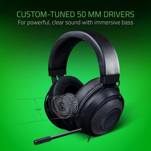 Razer Kraken 7.1 V2: 7.1 Surround Sound - Retractable Noise-Cancelling Mic - Lightweight Aluminum Frame - Gaming Headset Works with PC, PS4, Xbox One, Switch, & Mobile Devices - Black in Saudi Arabia