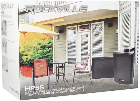 Rockville HP5S BK 5.25 in Black 420W Peak/140W RMS Marine Outdoor Indoor Swivel Wall Mount Home Speakers, Swivel Bracket for Boats, Weather Resistant, for Boat Sound Systems, 2-Pairs in Saudi Arabia