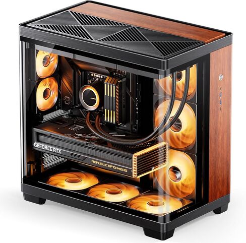 ​JONSBO TK-4 Wood ATX PC Case,Mid Tower Computer Case,Bi-Bent Surround View Glass,Aluminum Alloy, Standard 6 * 140mm + 2 * 92mm Fan,ATX SP Back-Connect(BTF) MB /460GPU/200PSU,Type-C Jack, Wood in Saudi Arabia