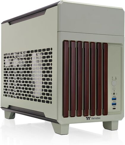 Thermaltake TR100 WS; Wood Front Trim; mITX Support; 18.9 Liters; PCIe 4.0 Riser Cable Included; 360mm GPU Clearance; 280mm Radiator Support; Removable PCIe Bracket; Matcha Green; CA-11A-00SENN-WS in Saudi Arabia