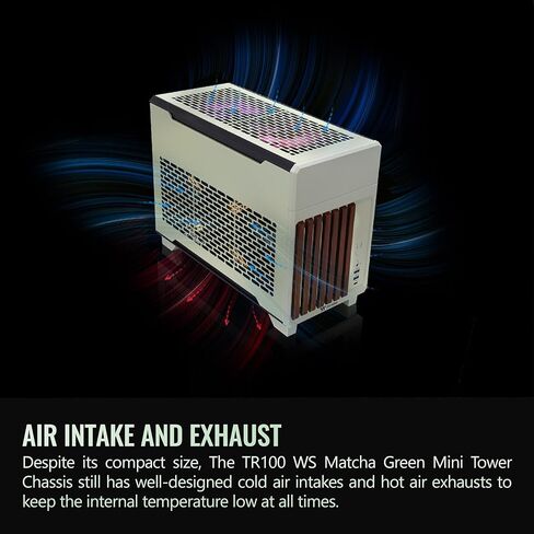 Thermaltake TR100 WS; Wood Front Trim; mITX Support; 18.9 Liters; PCIe 4.0 Riser Cable Included; 360mm GPU Clearance; 280mm Radiator Support; Removable PCIe Bracket; Matcha Green; CA-11A-00SENN-WS in Saudi Arabia