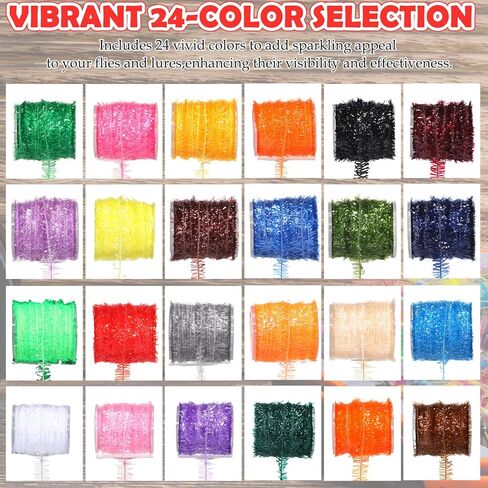 24 Pcs Fly Tying Materials Multi Colored Chenille Fly Fishing Thread DIY Fishing Tying Line Kit for Nymphal Bugs Scud Shrimp Lures Flies Supplies in Kuwait