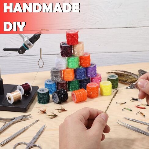 24 Pcs Fly Tying Materials Multi Colored Chenille Fly Fishing Thread DIY Fishing Tying Line Kit for Nymphal Bugs Scud Shrimp Lures Flies Supplies in Kuwait