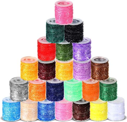 24 Pcs Fly Tying Materials Multi Colored Chenille Fly Fishing Thread DIY Fishing Tying Line Kit for Nymphal Bugs Scud Shrimp Lures Flies Supplies in Kuwait