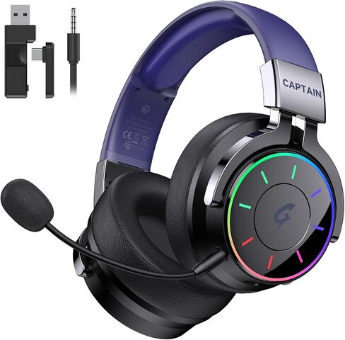 COOLV 2.4GHz Wireless Gaming Headset for PC, PS5, PS4 - RGB Light, 60 HR Battery, 7.1 Surround Sound, Bluetooth 5.4 Gaming Headphones with Mic (Blue) in Saudi Arabia