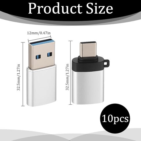 USBA to USBC Adapter,10 Pack USB to USB C Adapter, TypeC to USBA Male Female OTG Converter for Smartphone, PC, Laptop, Tablet, Keyboard etc in Saudi Arabia