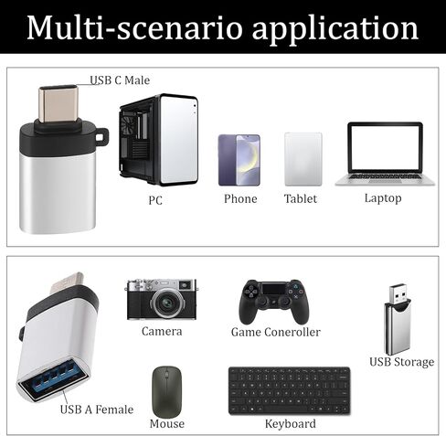USBA to USBC Adapter,10 Pack USB to USB C Adapter, TypeC to USBA Male Female OTG Converter for Smartphone, PC, Laptop, Tablet, Keyboard etc in Saudi Arabia