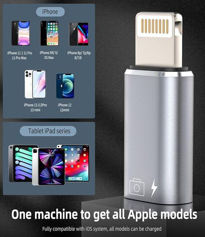 for iPhone OTG Adapter(2Pack) USB C Female to Lightning Male Charger Data Sync Converter Type-C Headphone Dongle Camera Card Reader Flash Drive Mouse Keyboard for Apple 11 12 13 14 Pro Max X 8 7 Plus in Saudi Arabia