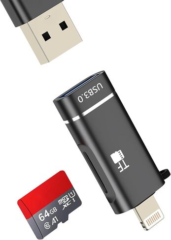 محول Lightning إلى USB كابل OTG Micro SD (2 في 1) لهاتف IPhone 14 13 Pro Max لأجهزة Apple لقارئ بطاقات IPad وكاميرا رقمية محرك فلاش أنثى وإضاءة ذكر محول هاتف وسلك MFI اتصال TF in Saudi Arabia