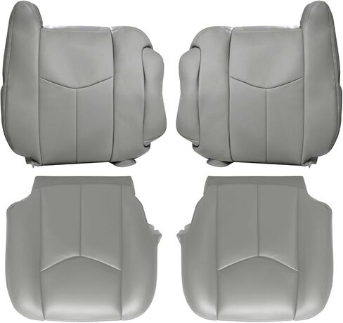 FZJDSD 4PCS Dark Gray Driver & Passenger Side Bottom and Top Lean Back Replacement Leather Seat Covers Compatible with Chevy Silverado Tahoe Suburban Avalanche GMC Yukon Sierra 2003-2007 in Saudi Arabia