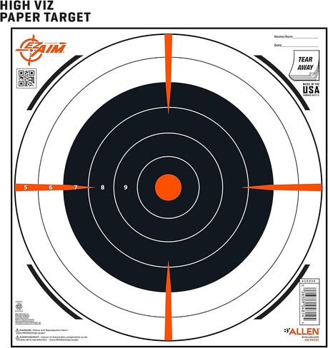 Allen Company EZ Aim Paper Shooting Targets، Bullseye، Peel Away Target Pad، 12 بوصة مربعة، 100 حزمة، أسود/برتقالي/أبيض، مقاس واحد، (15334-100) in Saudi Arabia