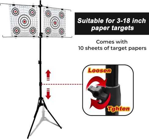 Atflbox Adjustable Paper Target Holder with 10pcs Target Papers for Outdoor, Paper Targets Stand for BB Gun, Airsoft, Airgun Backyard Shooting Practice in Saudi Arabia