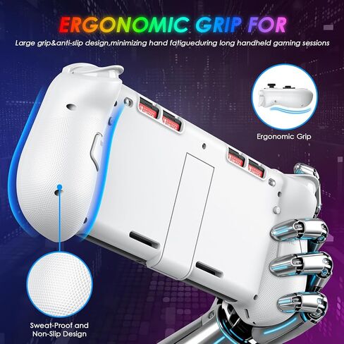 وحدات تحكم JORREP Switch لجهاز Nintendo Switch/OLED، لوحة تحكم من قطعة واحدة بتأثير Hall، وحدة تحكم احترافية لاسلكية محمولة RGB، عصا تحكم Hall/وحدة تحكم توربو / 4 مستويات اهتزاز/حركة in Kuwait